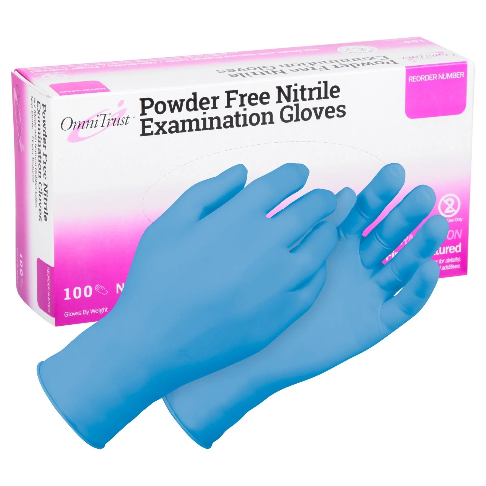 OmniTrust Nitrile Powder Free Examination Gloves, XL, 10 box / case