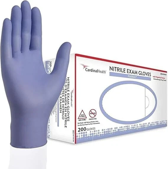 Cardinal Health FLEXAL Nitrile Large Medical Gloves – Blue, Pack of 200 (Small)