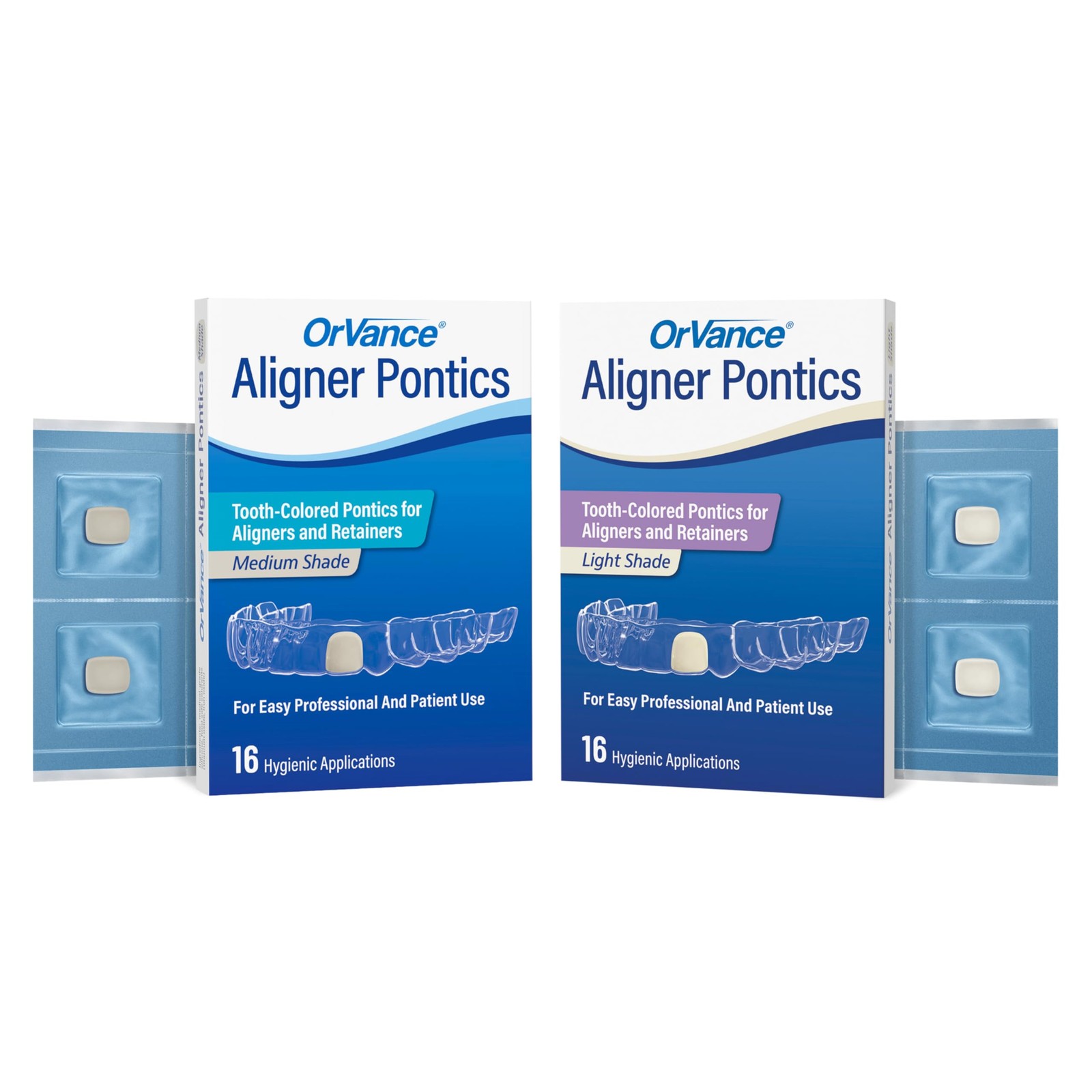 Aligner Pontics – (Medium) Shade (32 Count) | Temporary Tooth Replacement