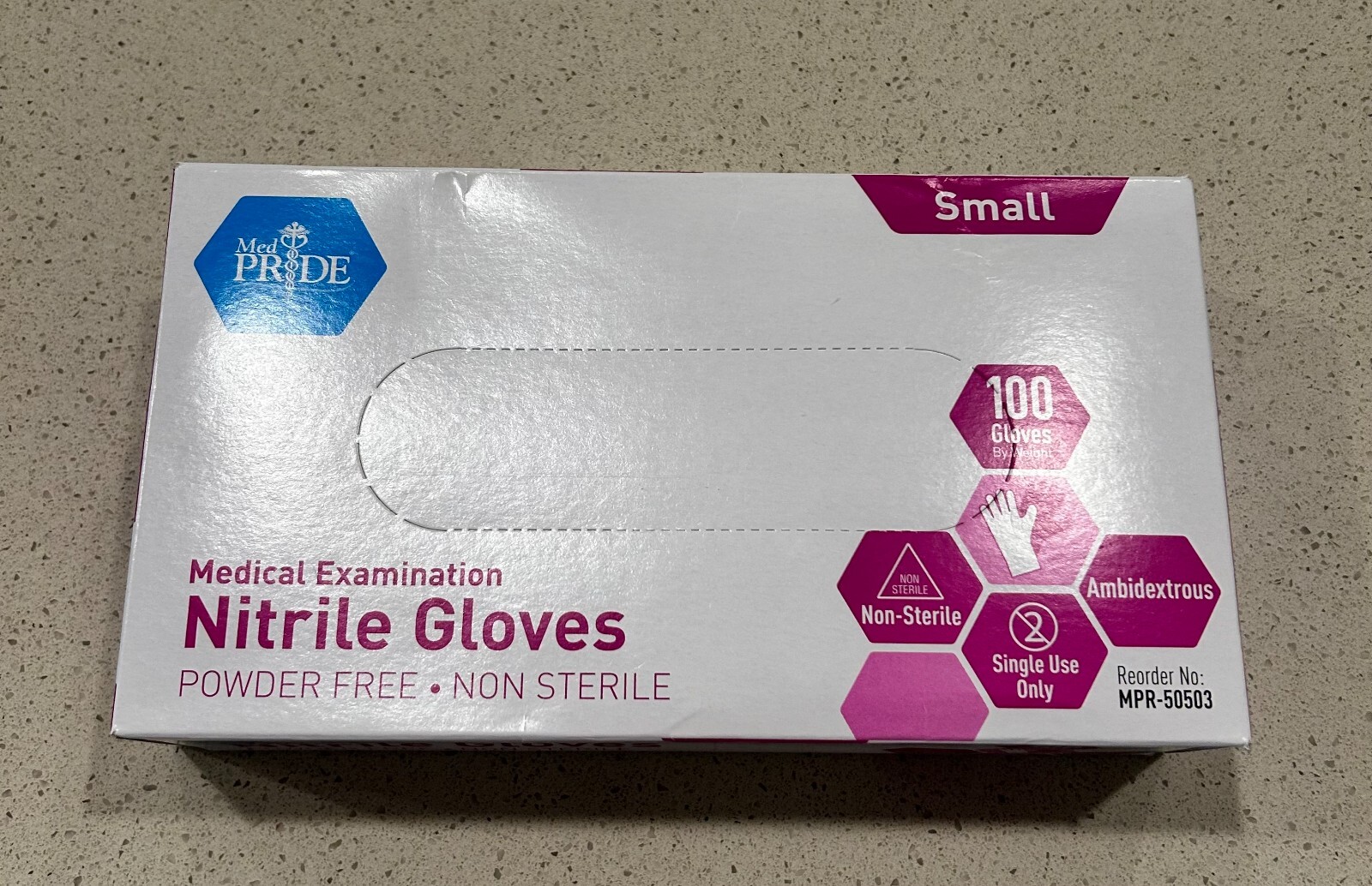 MedPride Powder-Free Nitrile Exam Gloves, Small – 100 Count