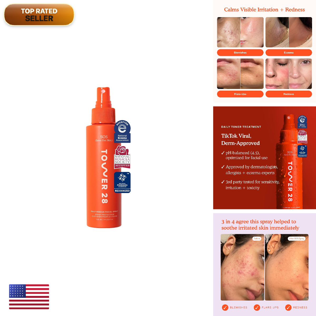Tower 28 Sos Daily Rescue Facial Spray For Sensitive Skin Hypochlorous Acid