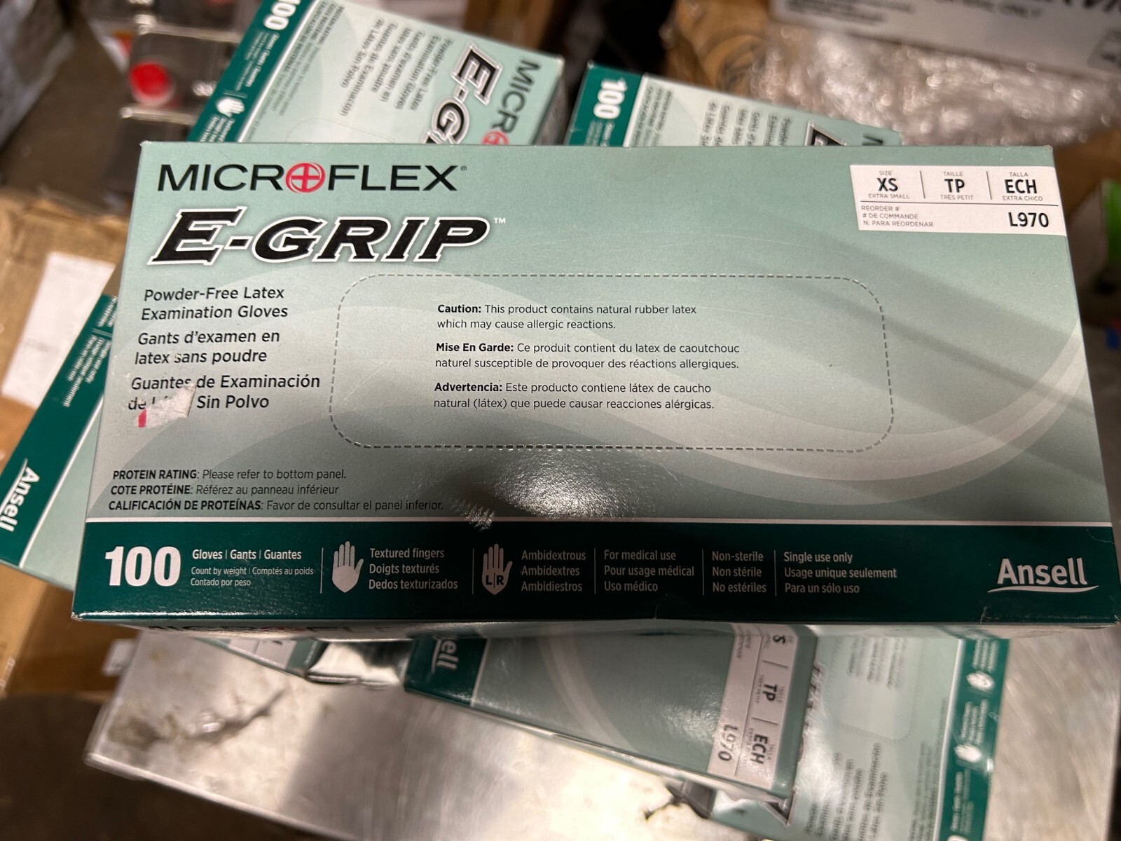 Microflex L970 E-Grip L97 Natural Latex Gloves, X-Small. 16P330