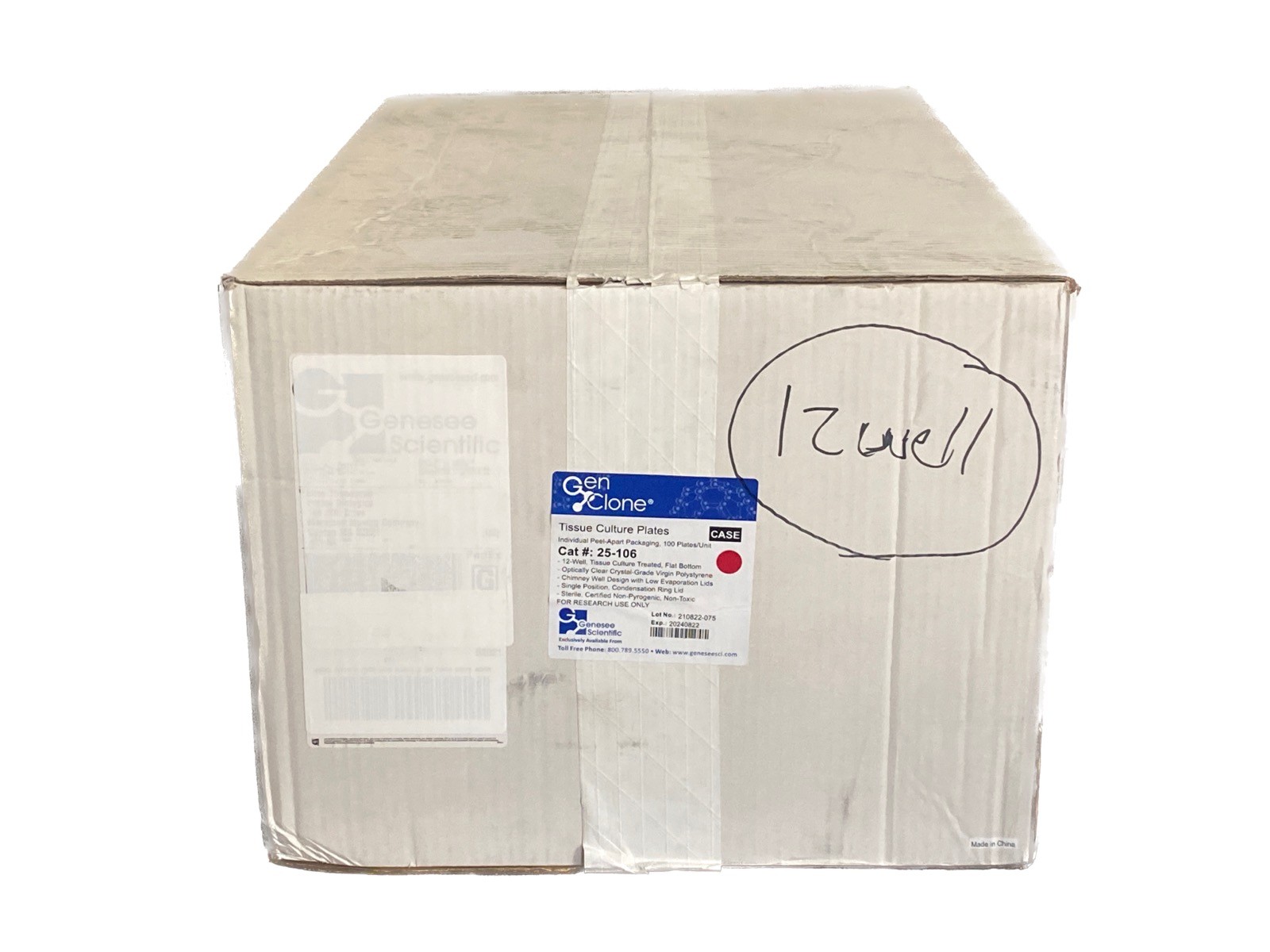 (100) GENESEE GenClone 12-Well Optically Clear PS TC Treated Plate F-Bttm 25-106