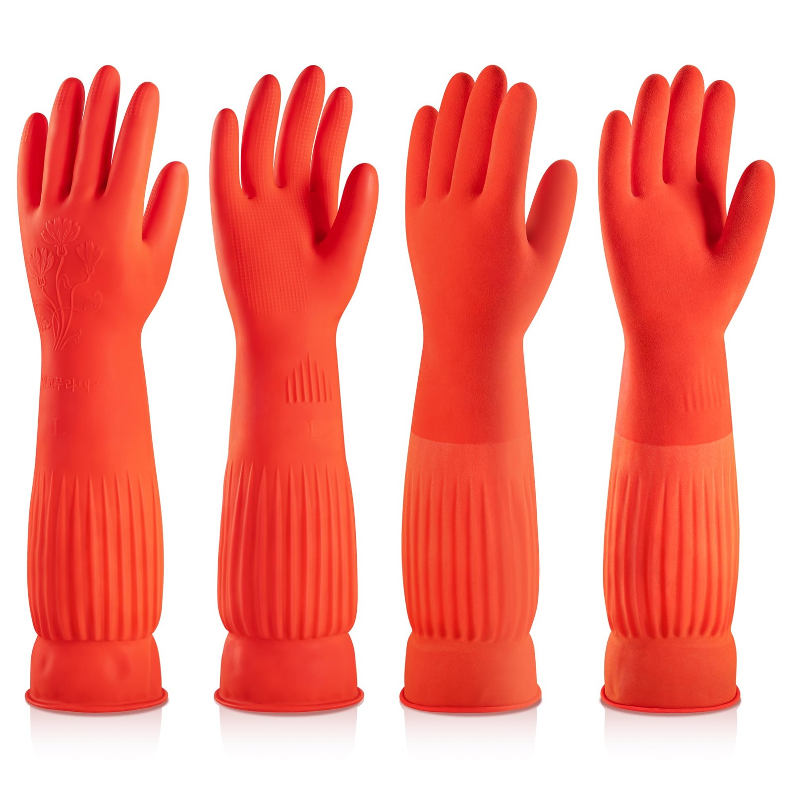 Rubber Dishwashing Cleaning Gloves (2-Pair) – Fleece Lined, Reusable, Waterpr…