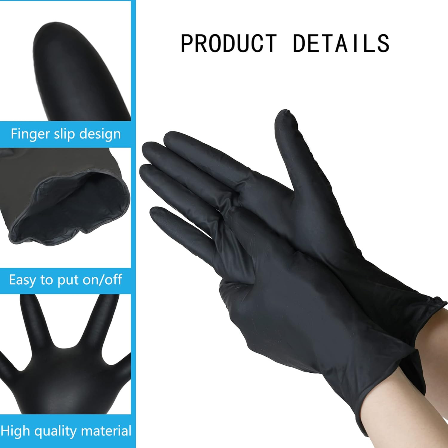 Nitrile Gloves, 100 Pcs Disposable Black Nitrile Gloves Large, Cleaning Glove…