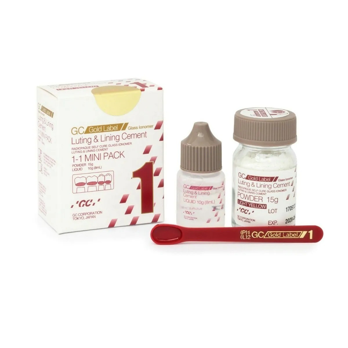 GC Gold Label 1 Glass Ionomer Mini Pack Luting & Lining Cement glue 15g and 10gm