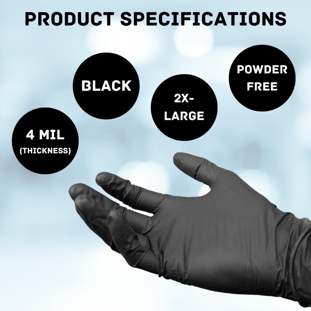 100-2000 Black Nitrile 4 Mil Latex & Powder Free Medical Exam Disposable Gloves