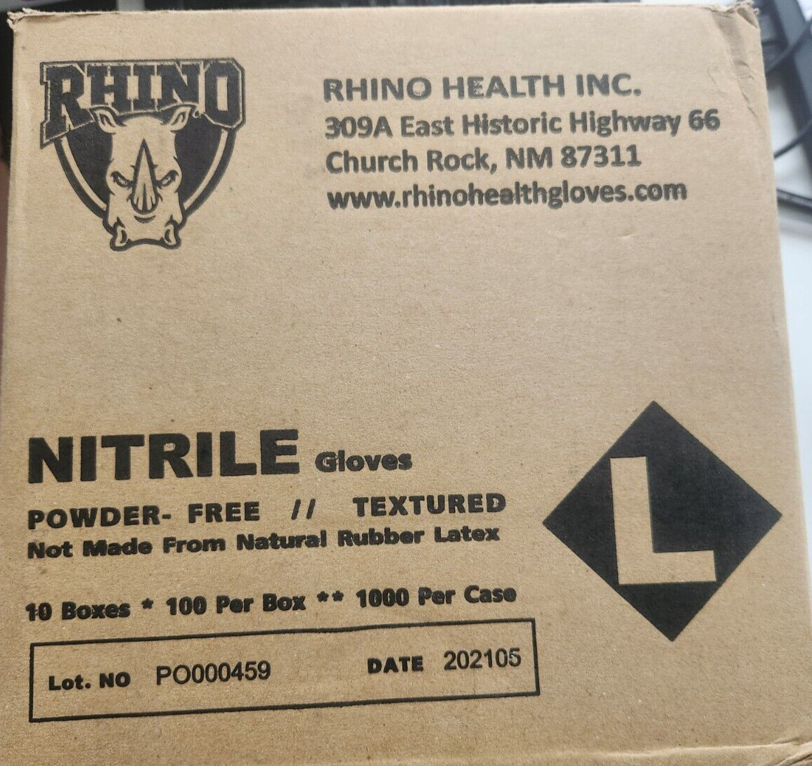 1000 Case /10 Boxes – Rhino Nitrile Powder Free Disposable Gloves – Large