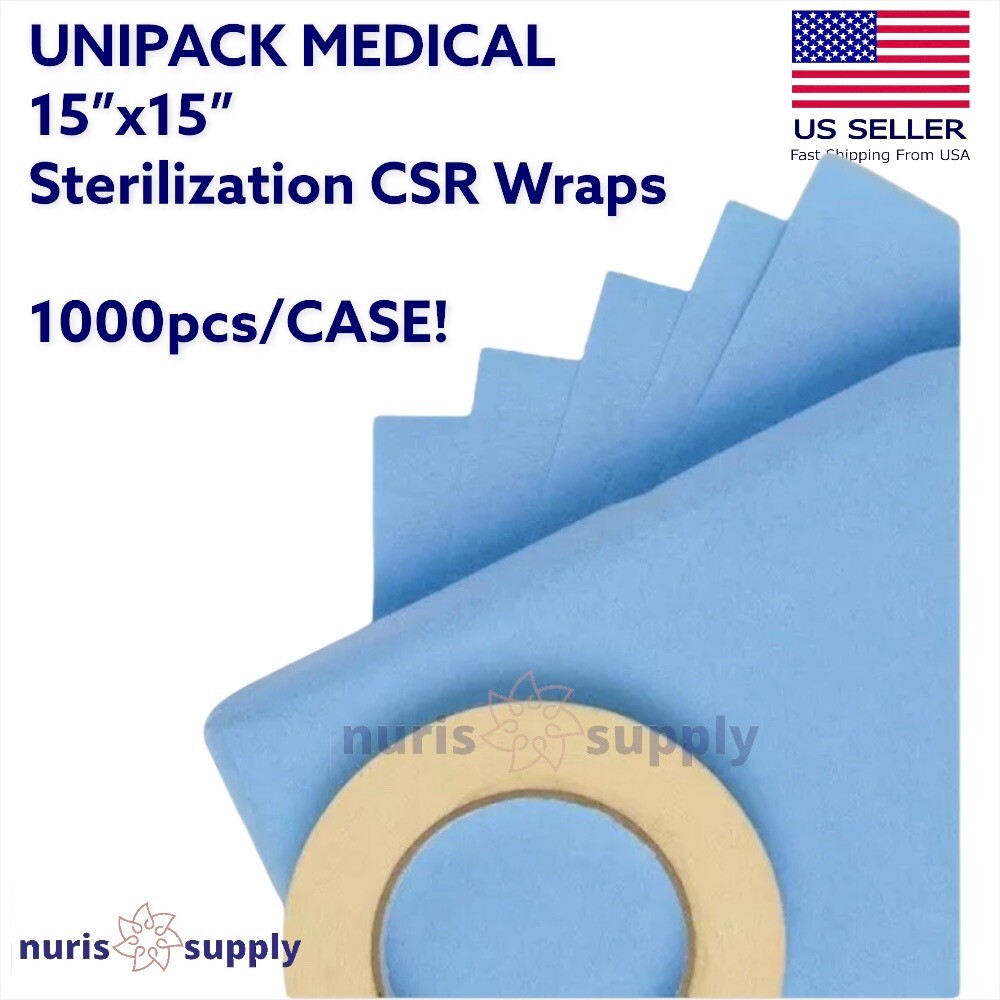 1000pcs/Case Autoclave CSR Sterilization Wrap 15″x15″ UNIPACK Premium Quality