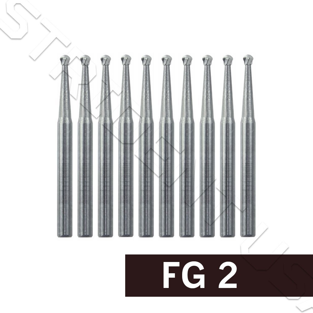 Dental Carbide Burs FG #2 Round for High Speed Handpiece 10/pack