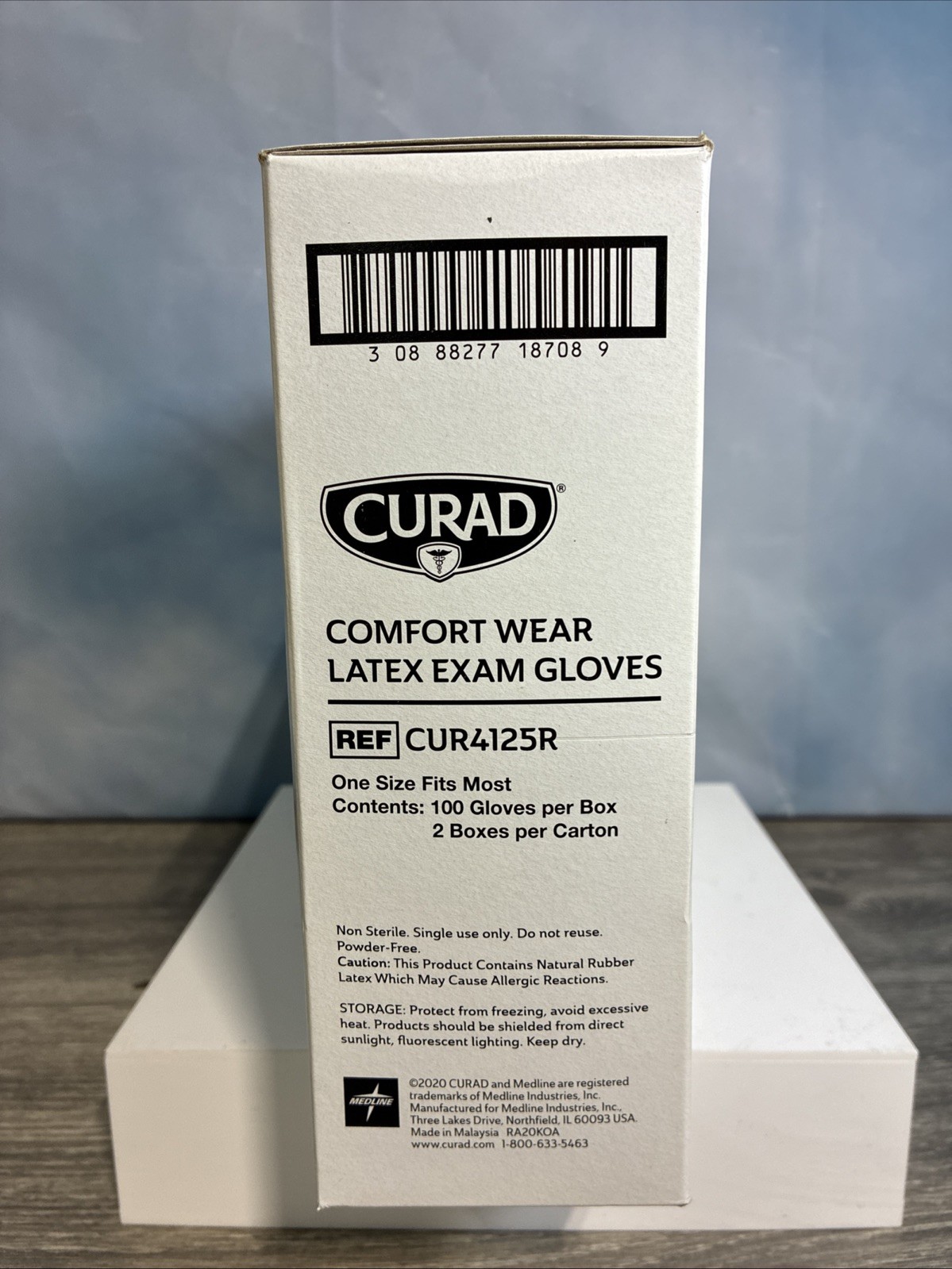 Curad Comfort Wear Latex Exam Gloves Powder-Free One Size 2 Boxes 100 each #S31