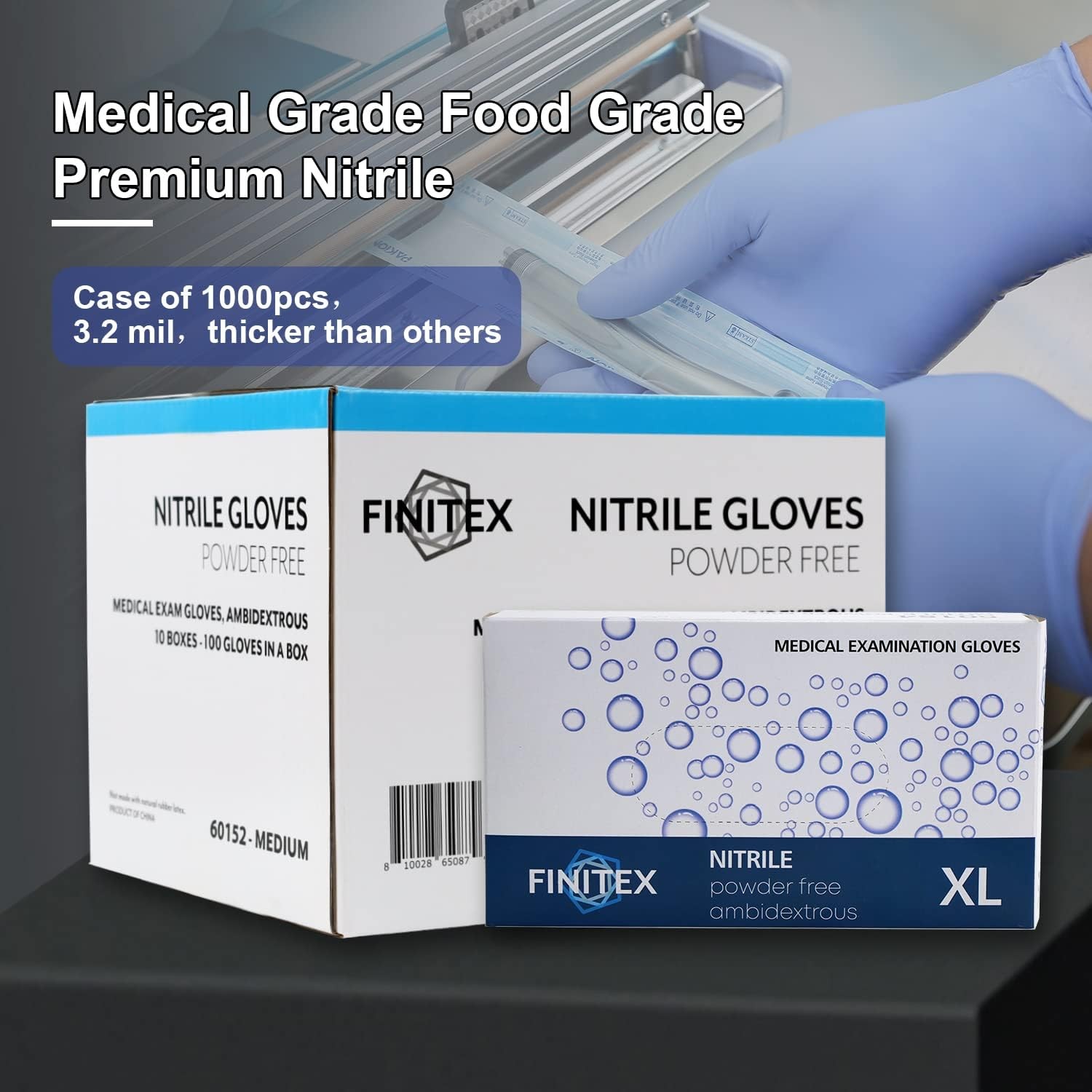 Nitrile Exam Gloves – Powder-free, 1000 PCS Medical & Home Cleaning Gloves