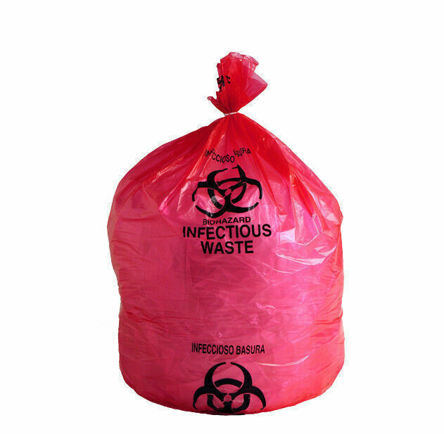 Biohazard Bags LD Red Infectious Waste Liners 1.5 Mil 24″ x 24″ 200 Per Case