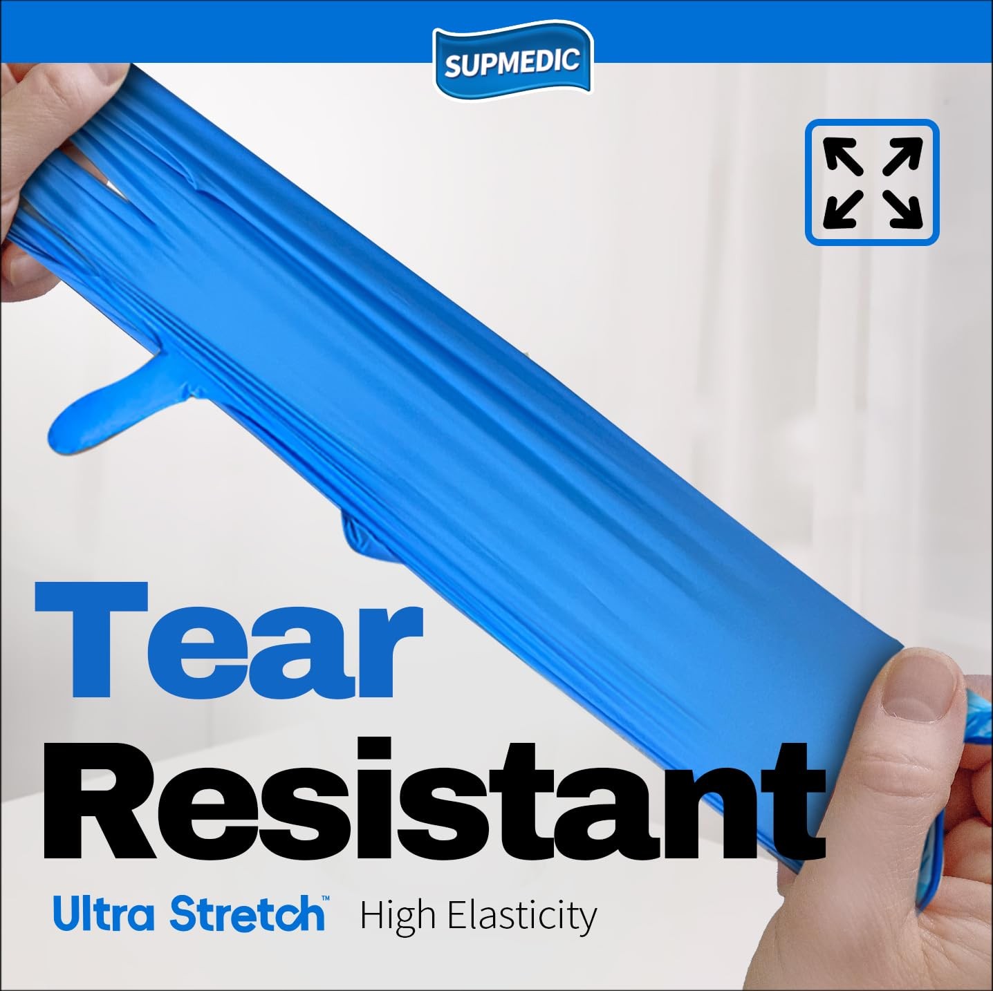 Supmedic Blue Nitrile Exam Gloves, 5 mil Powder-Free Chemo-Rated Food Safe