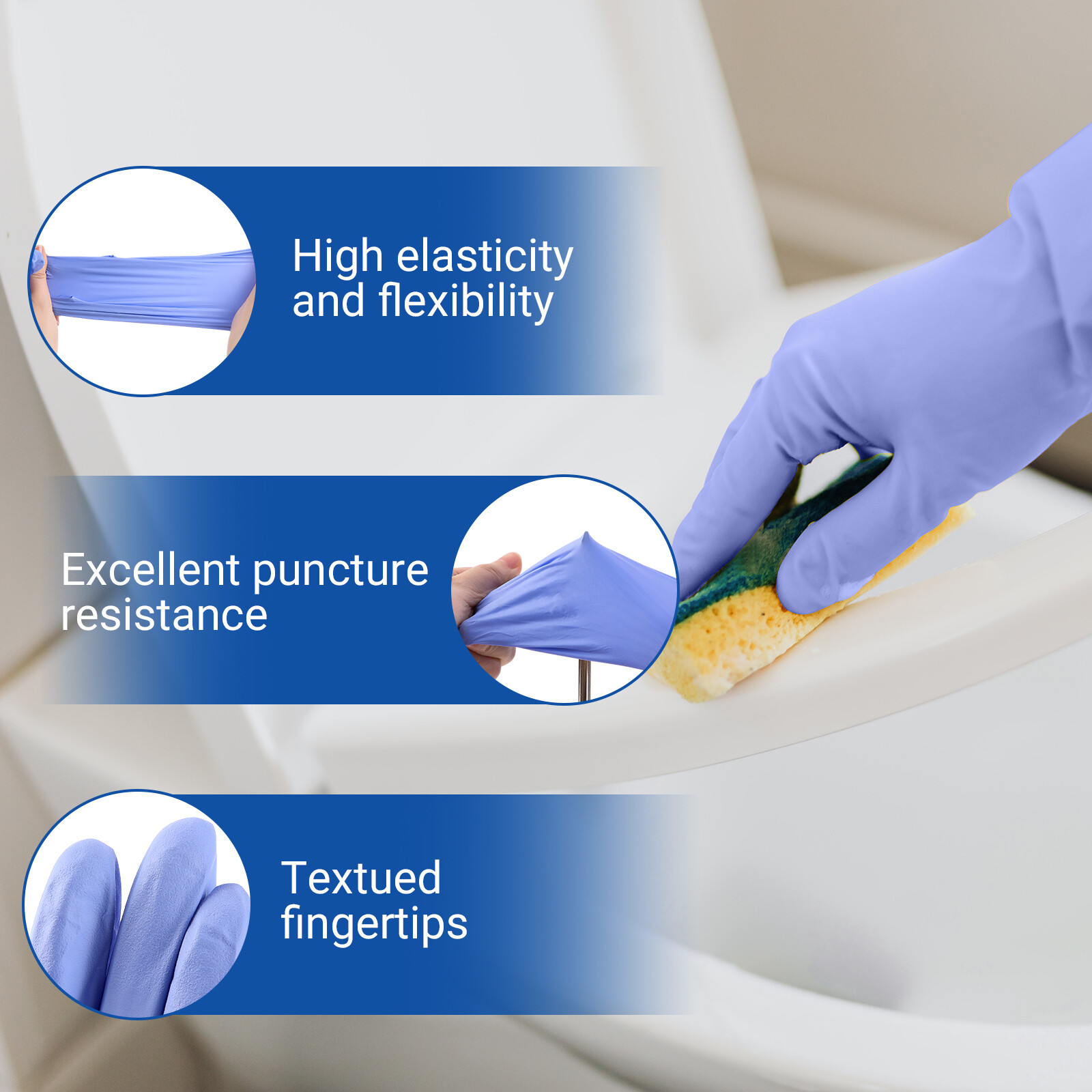 1200/Case Disposable Nitrile Gloves Medical Exam Violet Blue 3.5 Mil（XS/S/M/L）