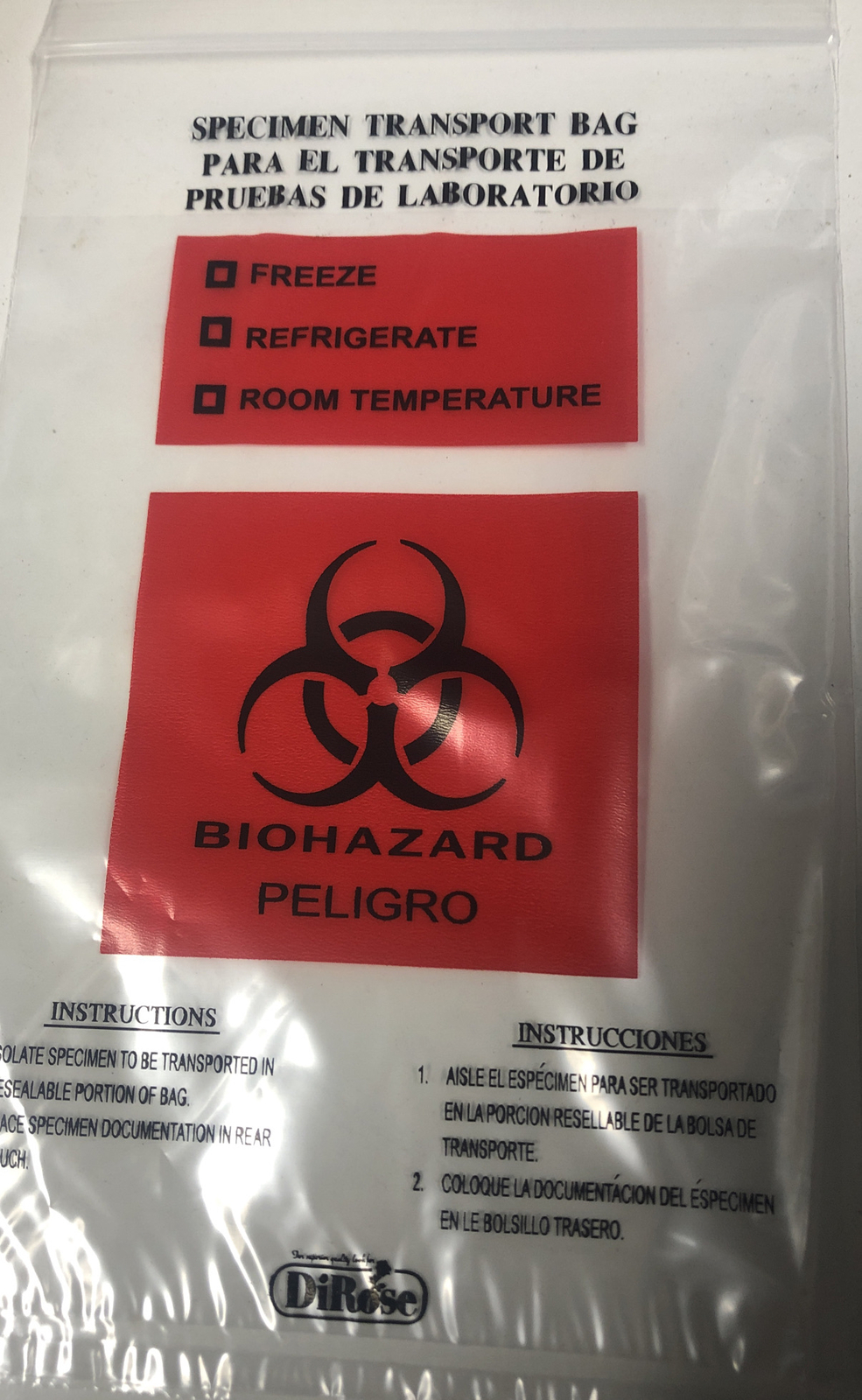 Specimen Transport Biohazard Bags 6x9x8x2 Mil with pocket Case Of 1000