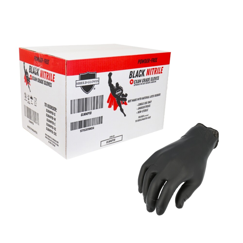 X-Large 6 MIL Black Nitrile Powder Free Disposable Full Texture Gloves 72000 Pcs