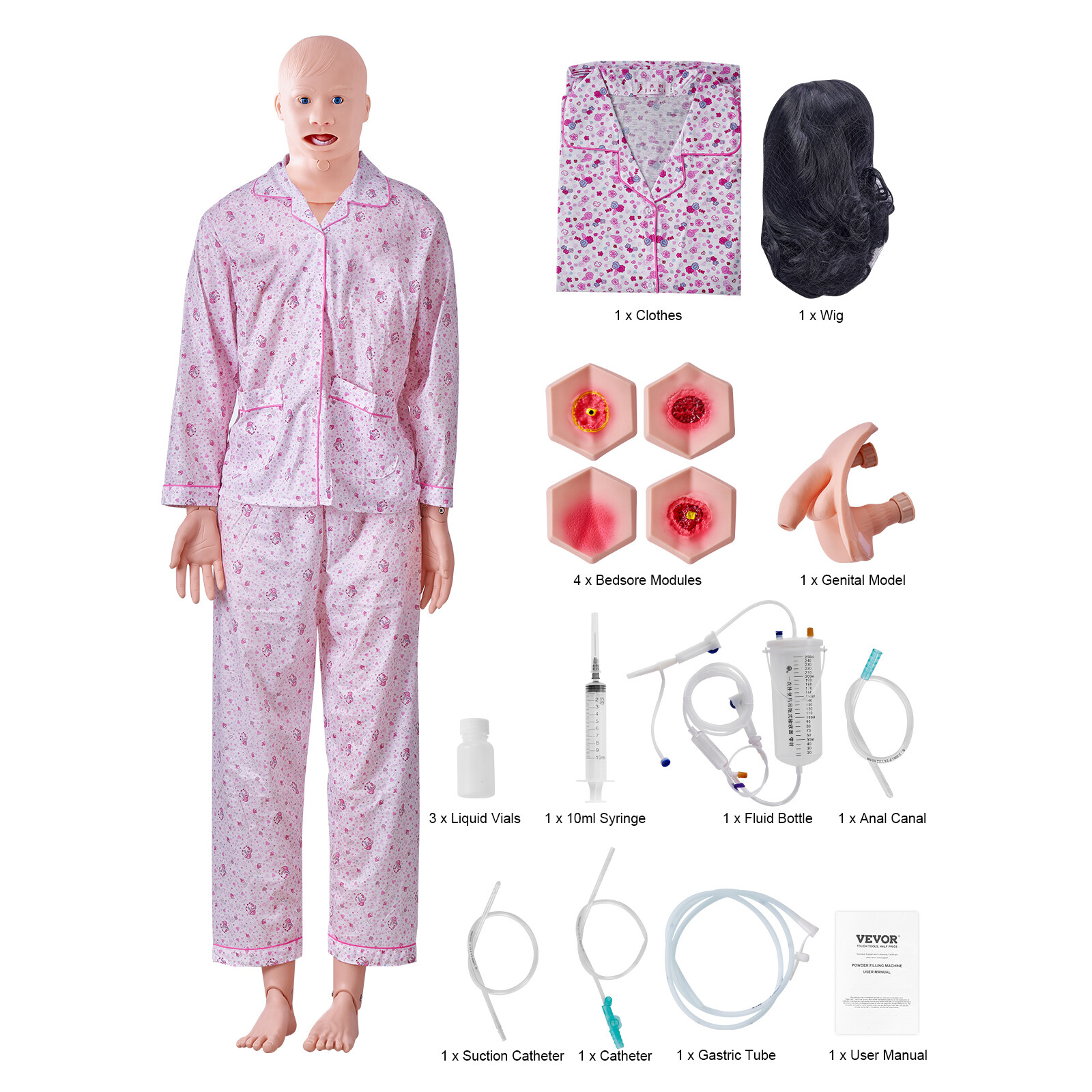 VEVOR Male/Female Manikin Model Anatomical Nursing Training Patient Care Teach