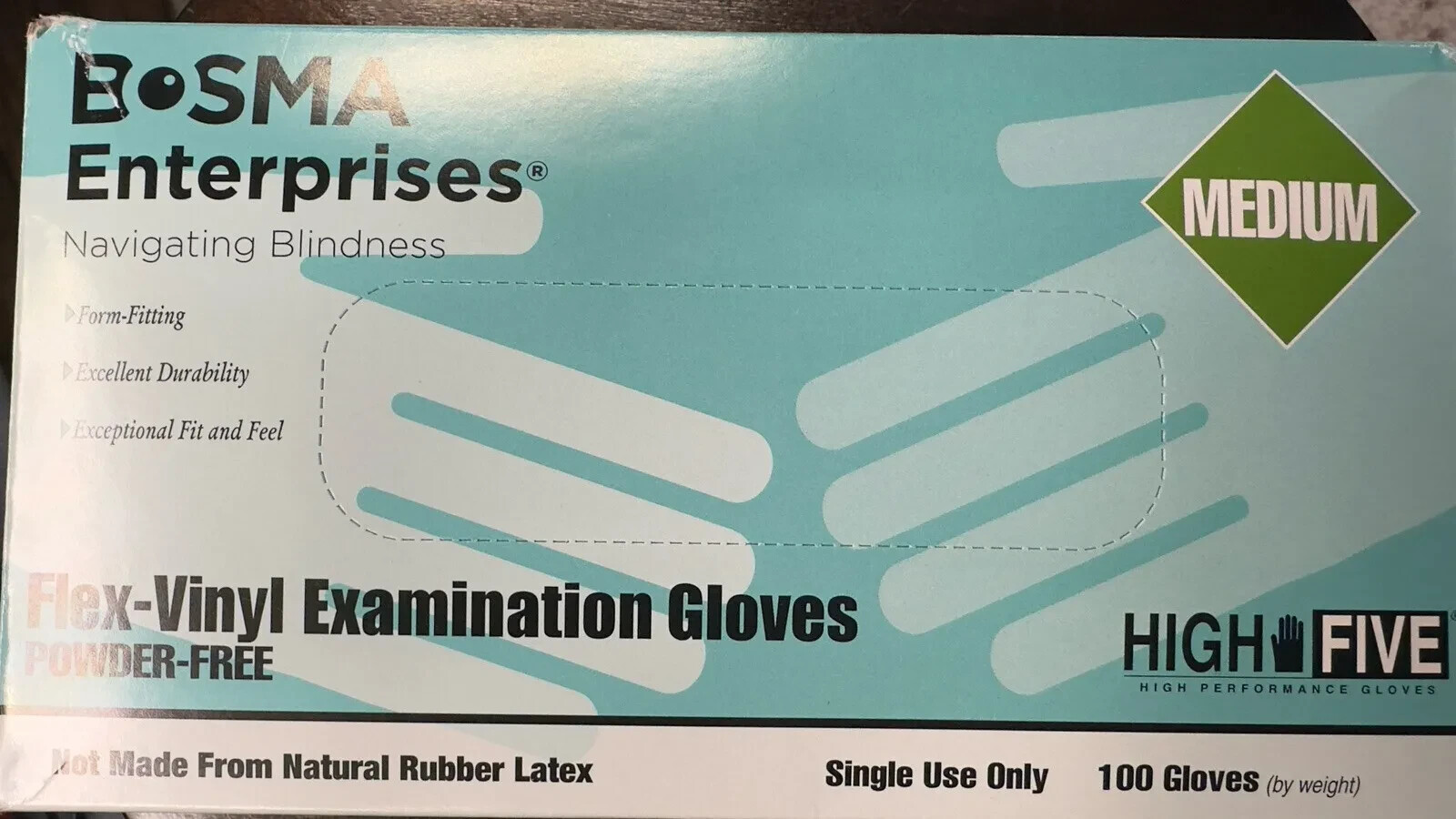 MEDICAL EXAMINATION GLOVES, FLEX VINYL POWDER FREE. 100ct. NEW MEDIUM EX 4/27/25