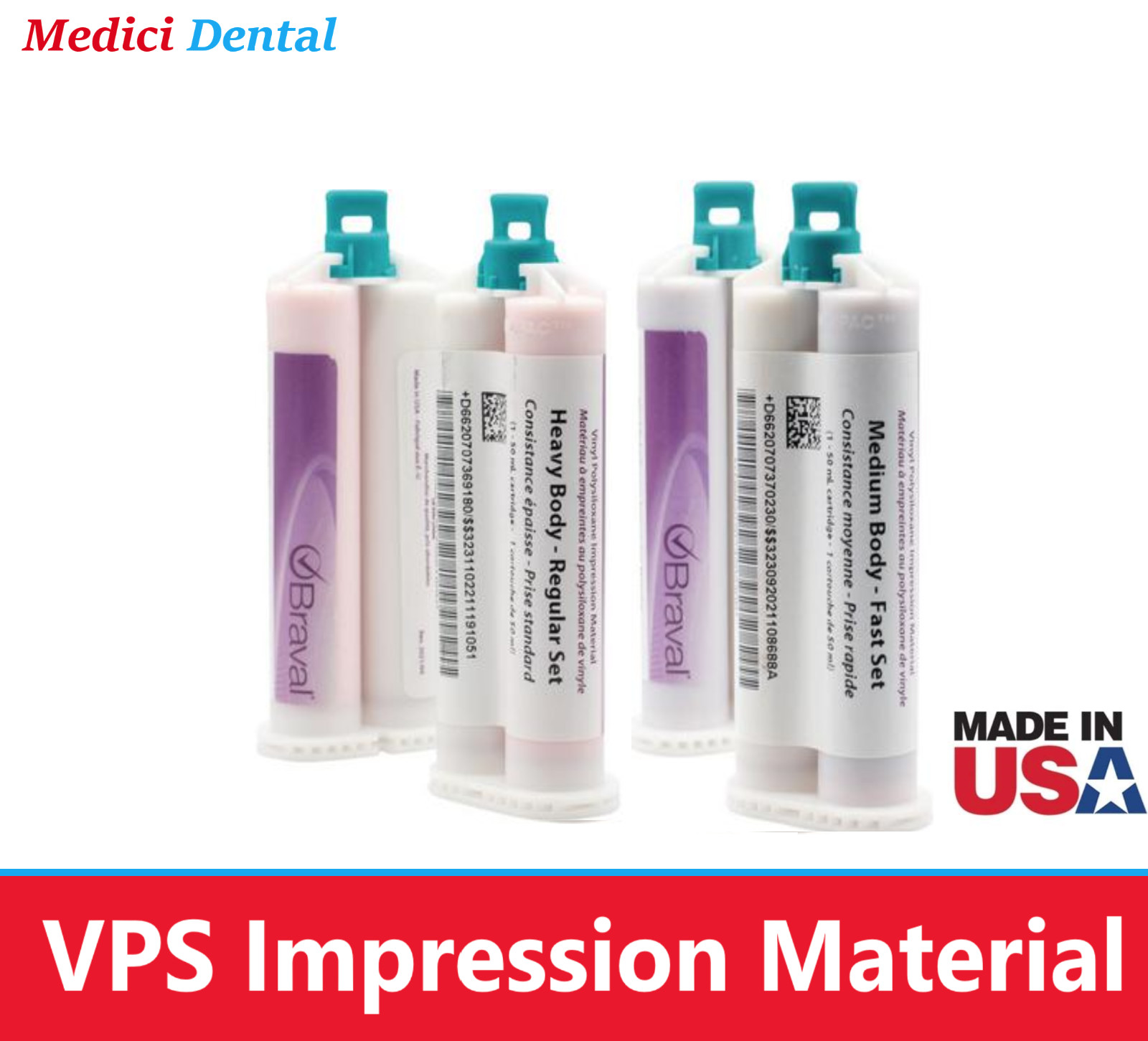 Dental Impression Material, VPS Heavy & Light Body, Monophase, Fast & Regular