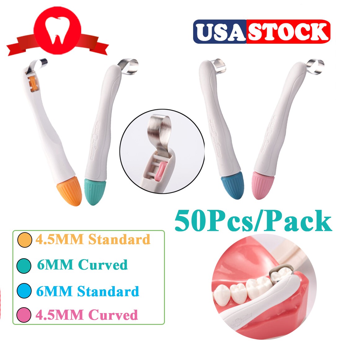 50pcs Dental Metal Pro Matrix Bands Adjust Molar Restoration Band 4.5/6mm