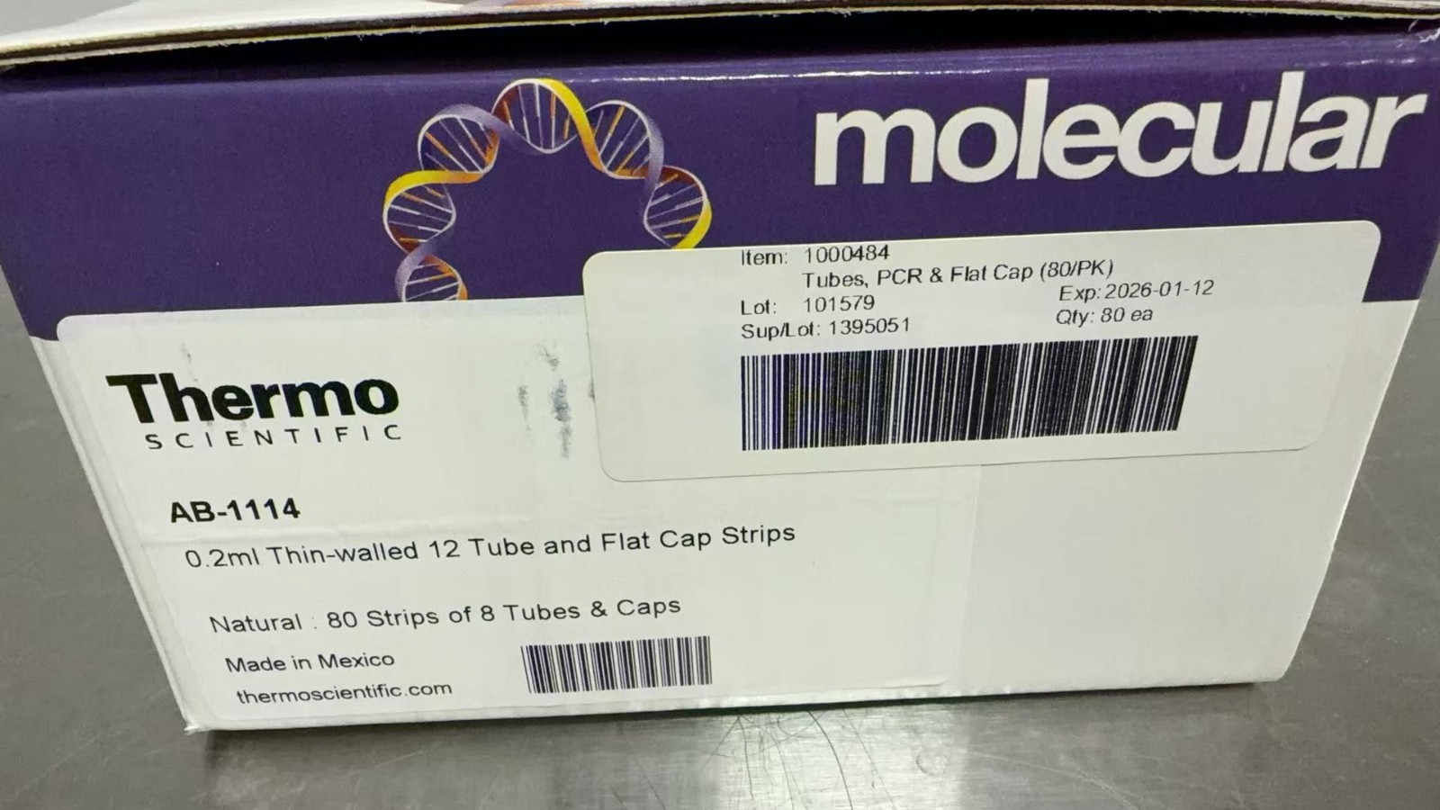Thermo 0.2ml Thin-walled 12 Tube and Flat Cap Strips AB-1114