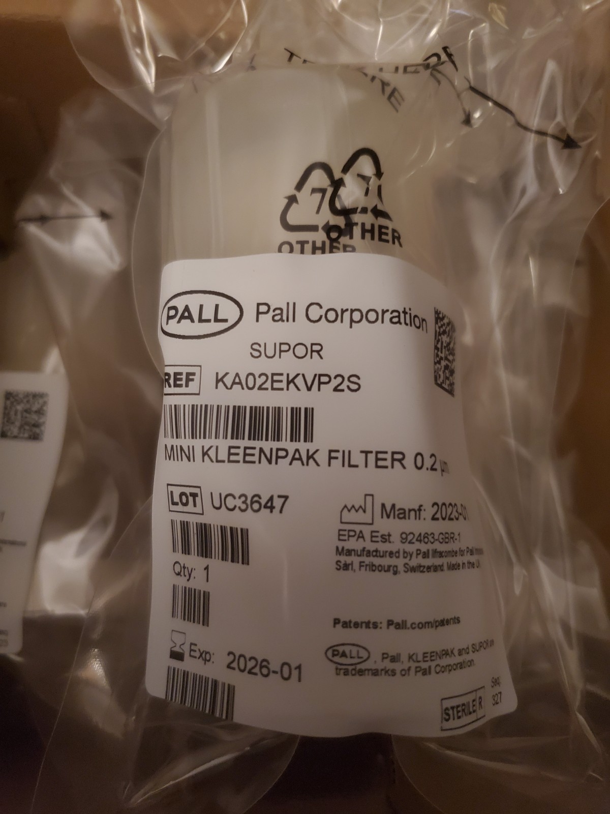 3 – PALL CYTIVA KA02EKVP2S Supor EKV membrane in Mini Kleenpak capsules, 0.2 µm