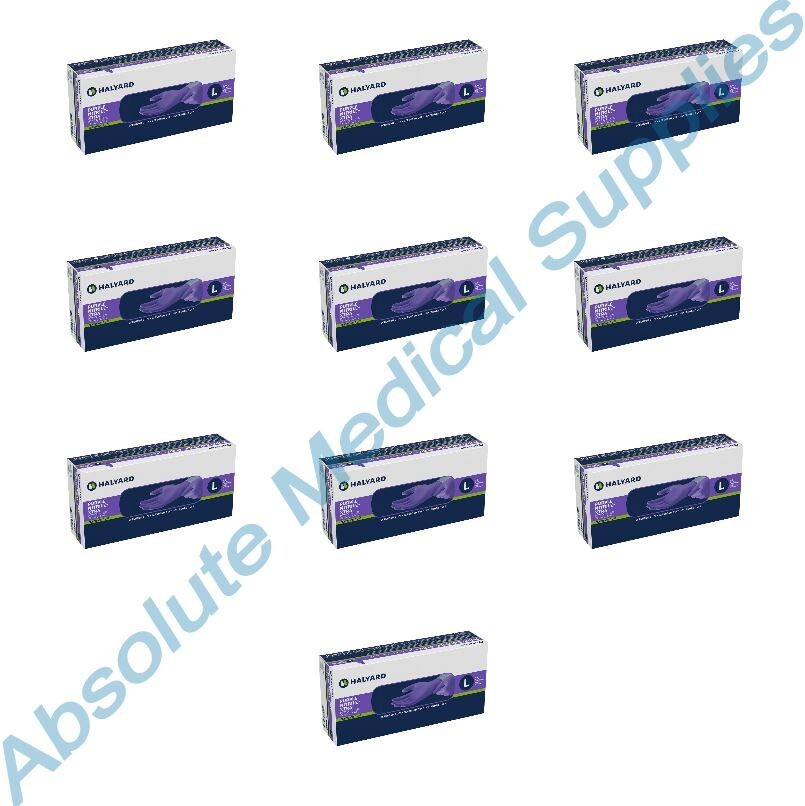 *500-Gloves* Halyard Purple Nitrile-XTRA PF Exam Extended Cuff 12″ Large 50603