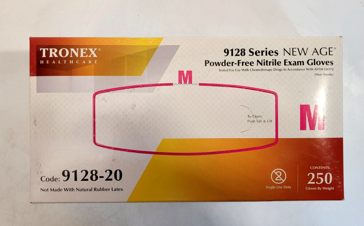 Tronex 9128-20 Nitrile Exam Gloves Powder-Free Size M 250ct Box – Lot of 2