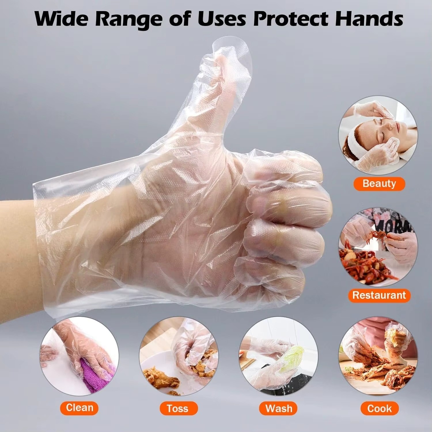 500 Count Disposable Poly Plastic Gloves for Cooking, Food Prep and Food Service