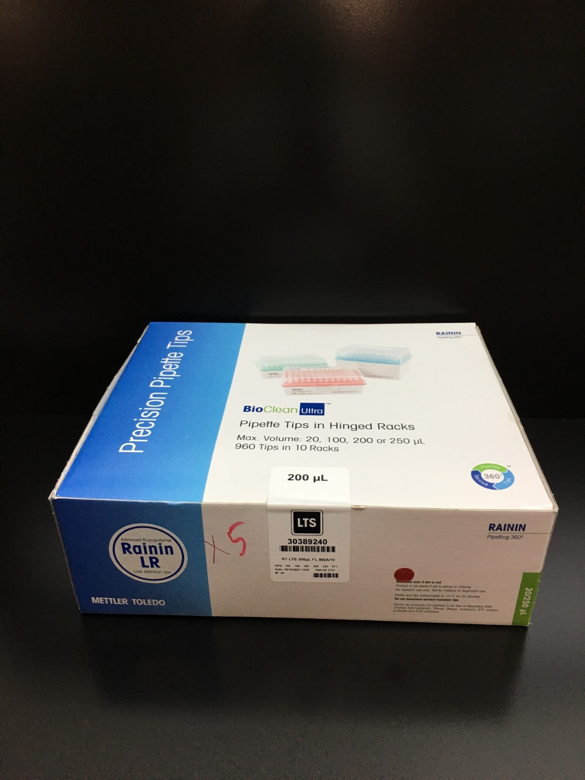 Mettler Toledo Rainin REF 30389240 RT LTS 200uL FL 960A/10 Pipette Tip Lot 5 PKS