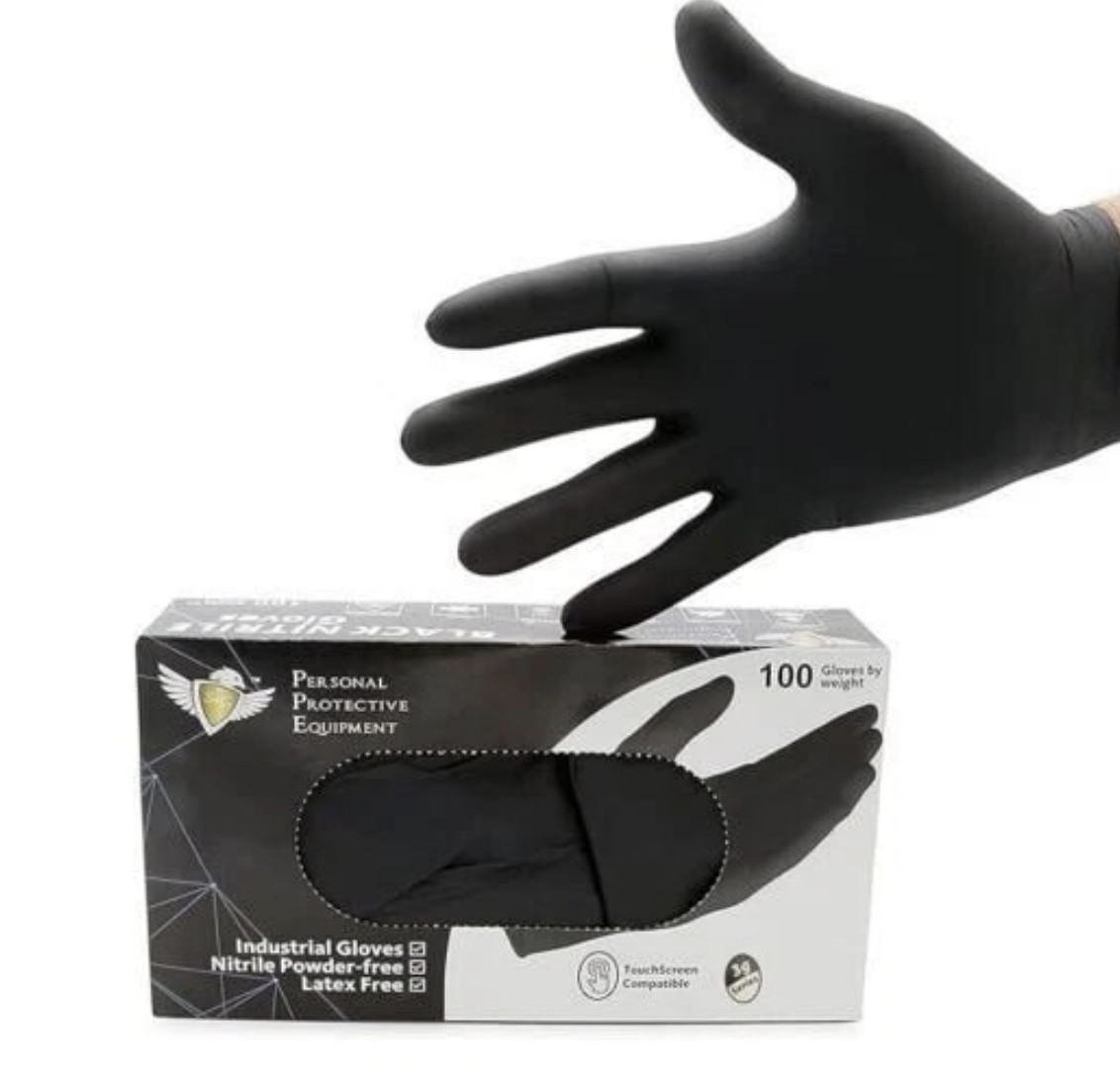S&G Black Nitrile Gloves Powder Free 3 Mil 1000pcs Size Medium