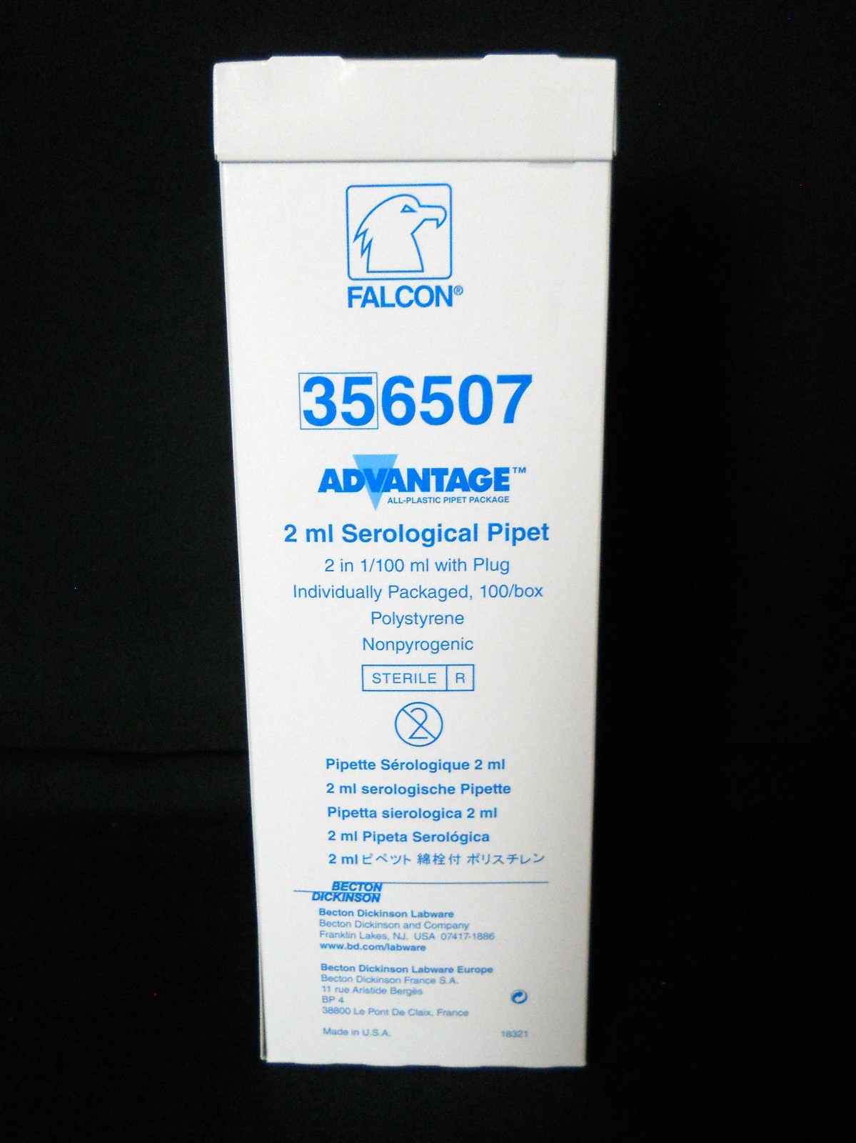 (100) BD Falcon Sterile 2mL Individually-Wrapped Serological Pipets, 356507