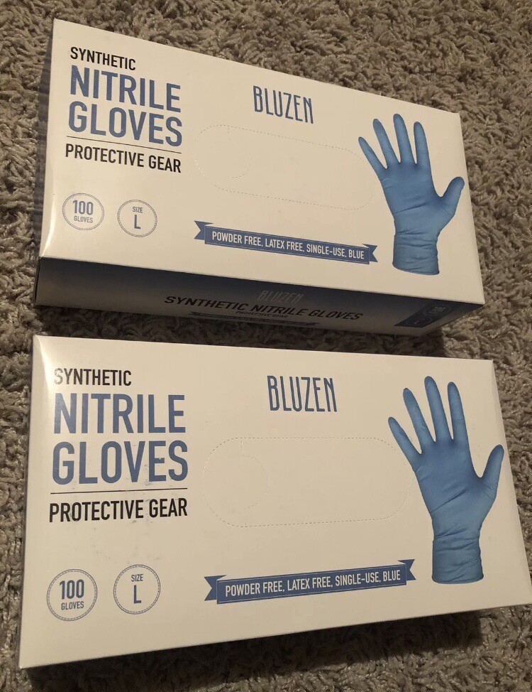 Gloves-Synthetic Nitrile Gloves (100 count) Size-Large (Lot of 2)