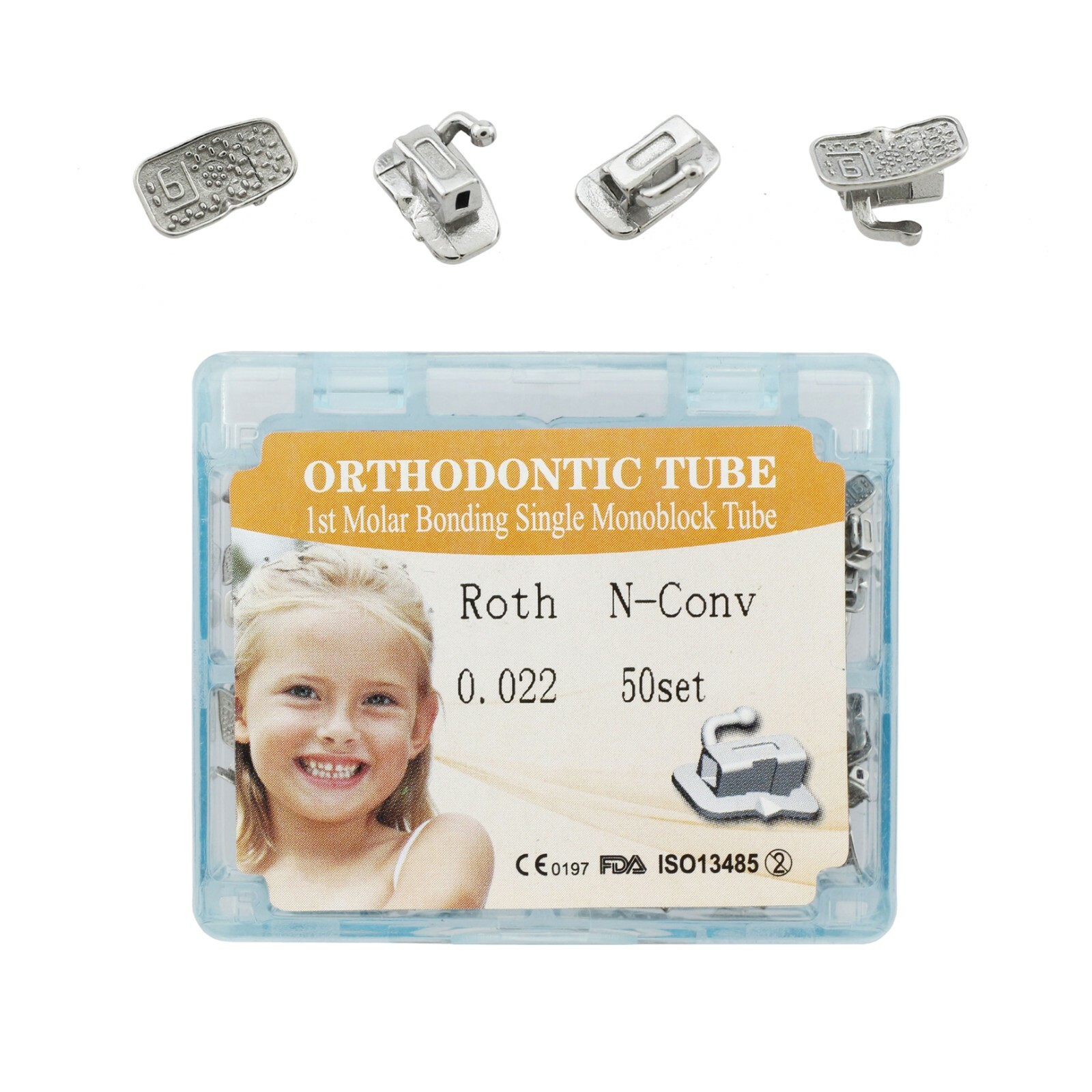 200Pc Dental Orthodontic Buccal Tubes Roth 022 1st 2nd Molar Monoblock One Piece
