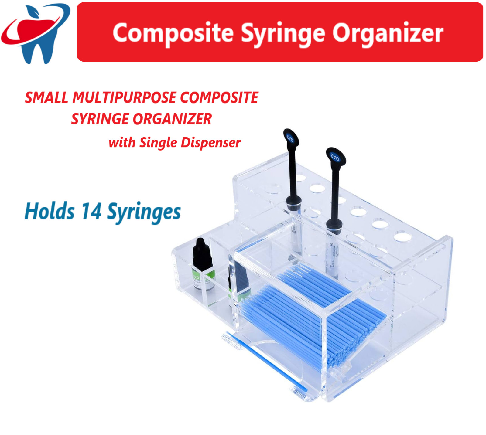 Dental Composite Multipurpose Composite Syringe Organizer -Holds 14 Syringes USA