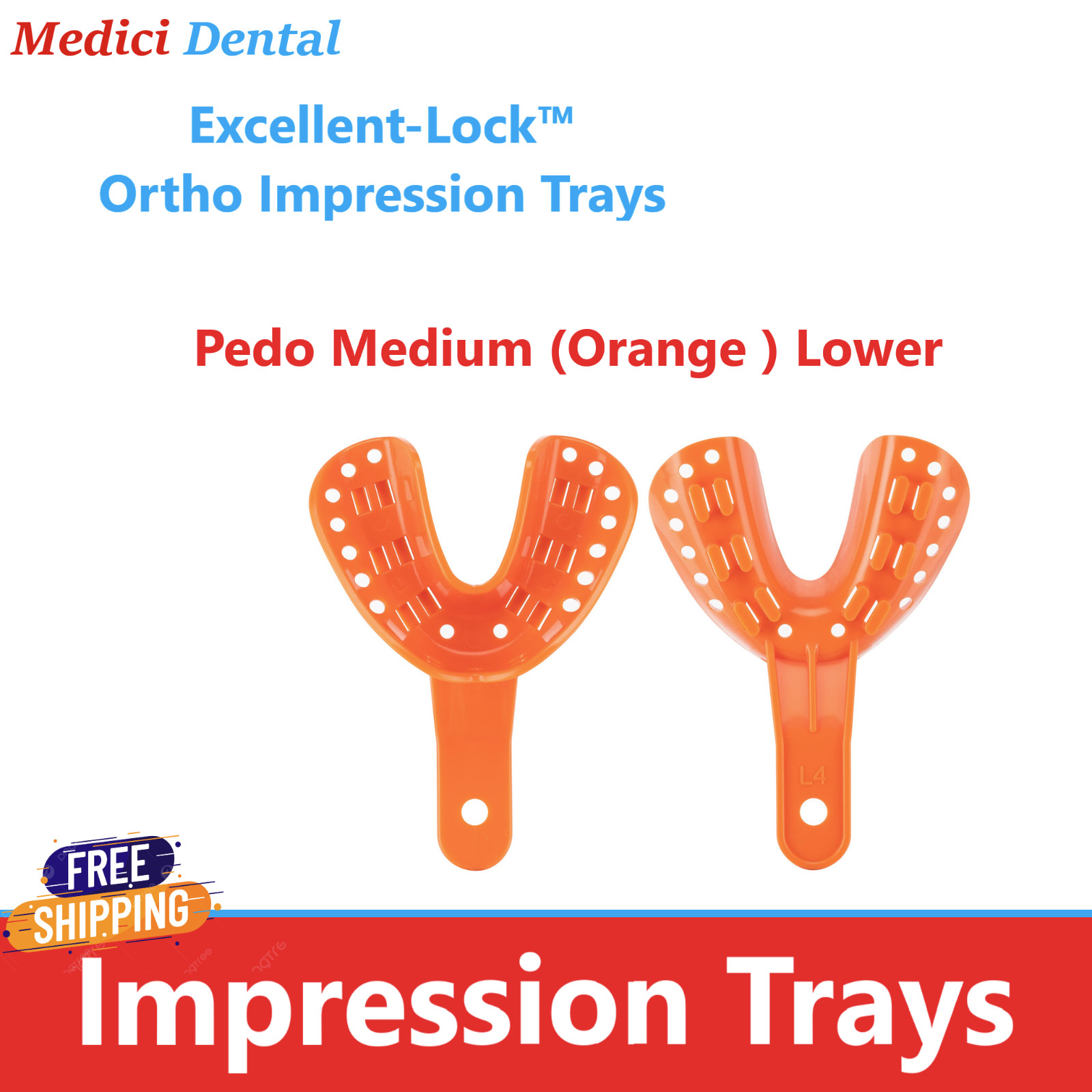 Dental Algilock Ortho Impression Trays Small, Medium, Large, Upper/Lowr, 10/Bag