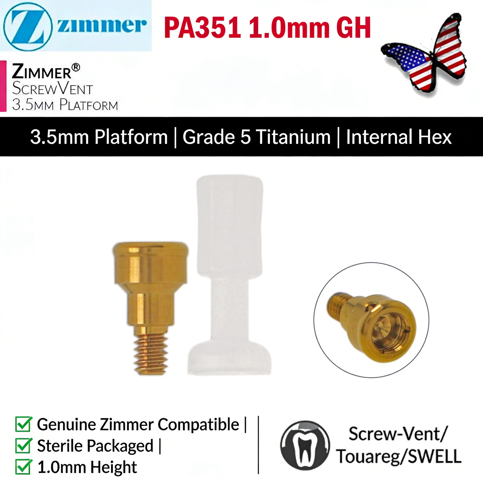 US LOCATOR Abutment Anchor for Zimmer 3.5/4.5 Platform TSV/BEGO/Cortex/Adin/MIS