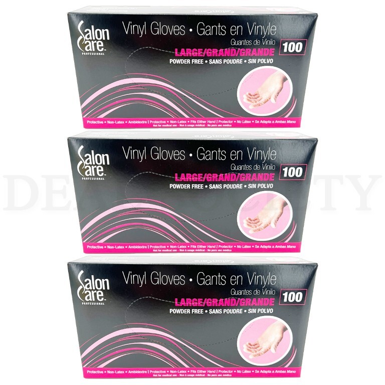 Lot of 3 – Clear Vinyl Powder-Free Large Disposable Gloves – 100 ct Each