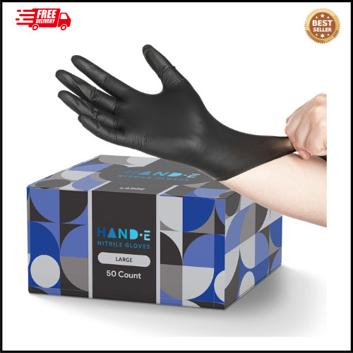 Black Nitrile Disposable Gloves Large BBQ Tattoo Dye Cooking Mechanic Gloves