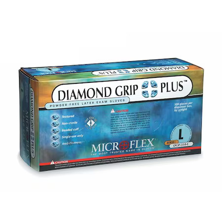 Ansell Dgp-350-Xl Microflex Diamond Grip Disposable Gloves, 5.5 Mil, Latex,