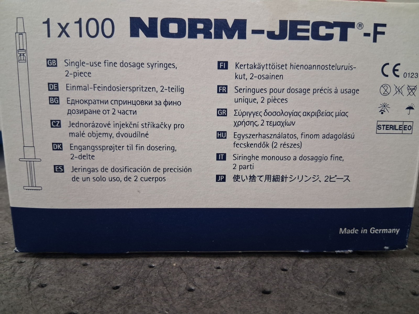 (100pk) NORM-JECT F 1mL Luer Solo Syringes Sterile Single-Use