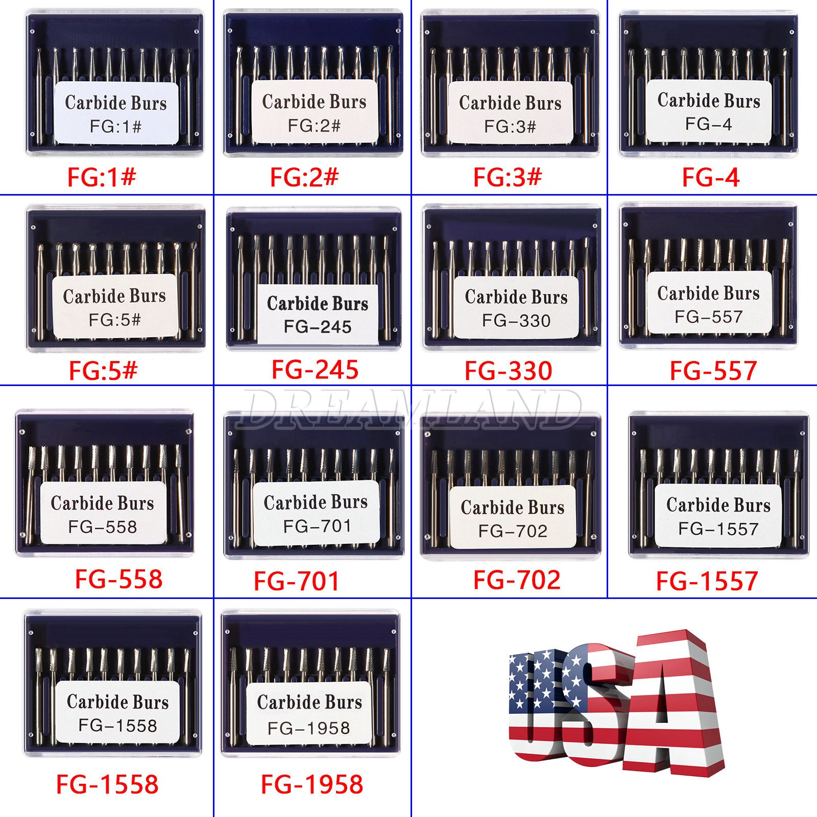 Dental Tungsten Carbide Burs Trimming & Finishing &Polishing FG Round High Speed
