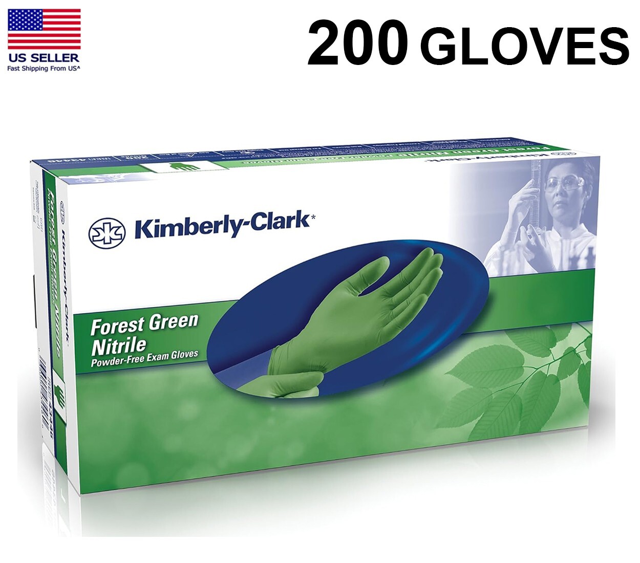 Kimberly Clark Forest Green Nitrile Exam Gloves 3.5 Mil New XL 200 PC