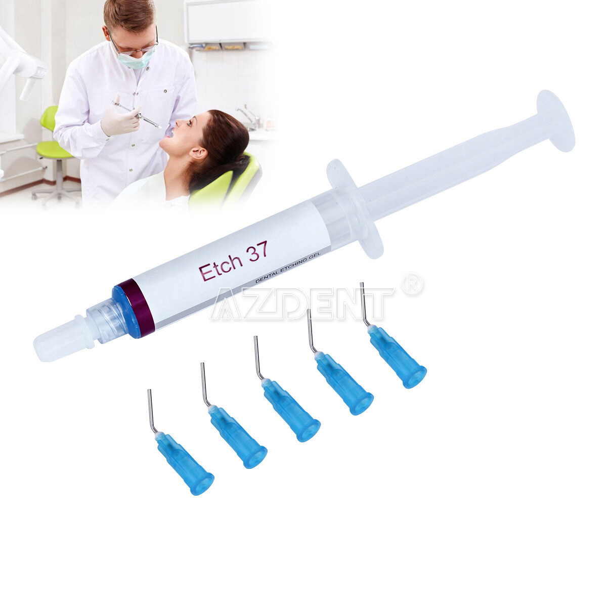 DX Dental Etchant Gel 37% Acid Etching Silica Gel Syringe Composite Resin 5ml/Pc