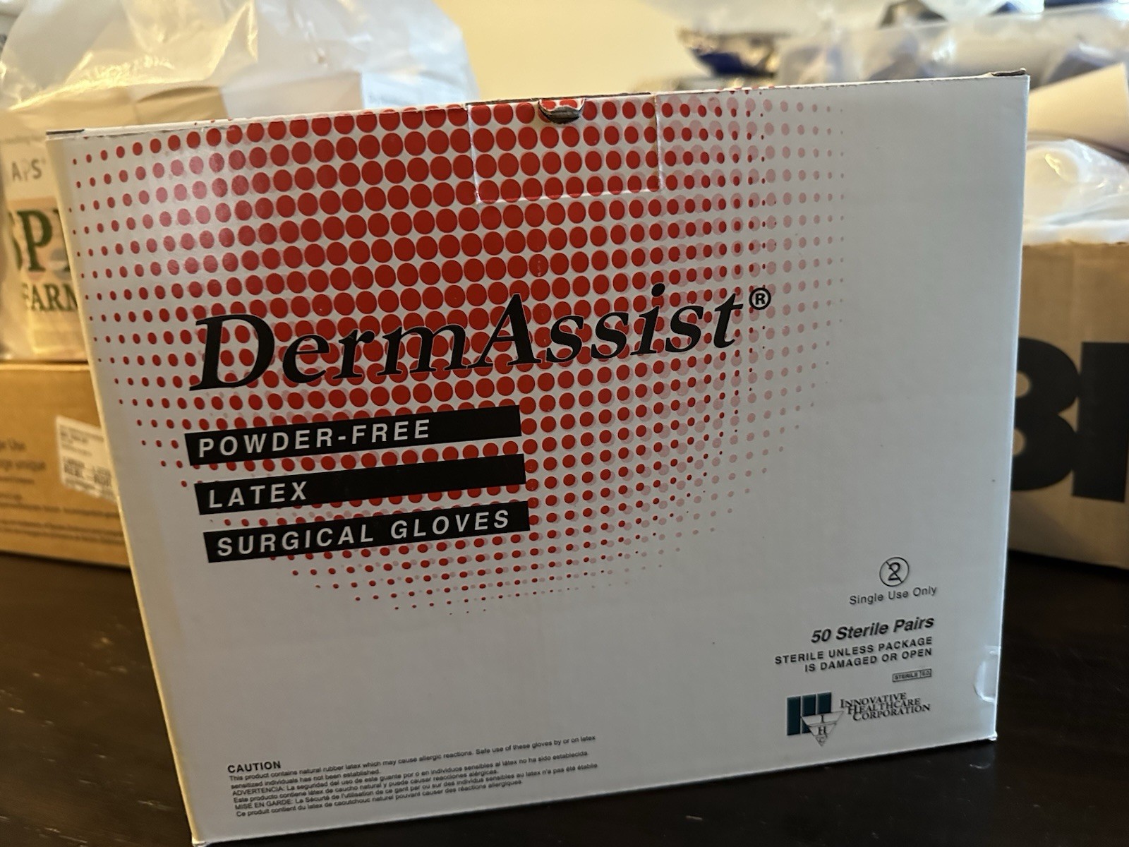 DermAssist Sterile Latex Surgical Gloves, Powder-Free, Size Large. New Box 50