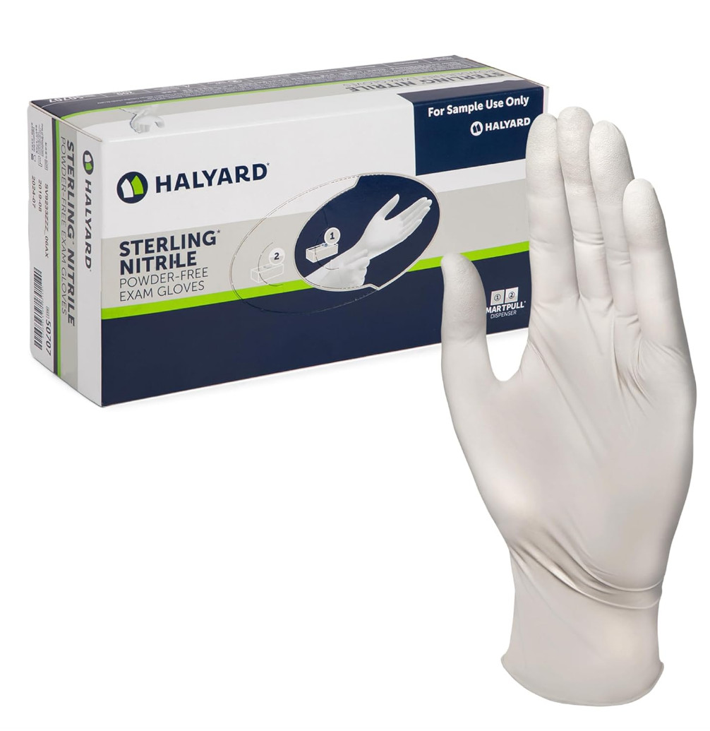 2 Boxes of 170, Halyard Sterling Nitrile Powder Free Exam Gloves, Extra Large.
