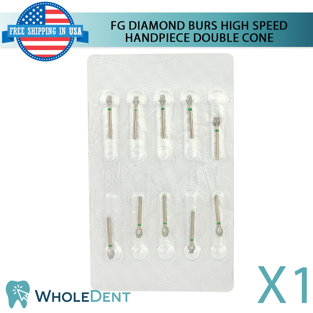 FG Diamond Burs Dental High Speed Handpiece Double Cone Head 10Pcs Sterile