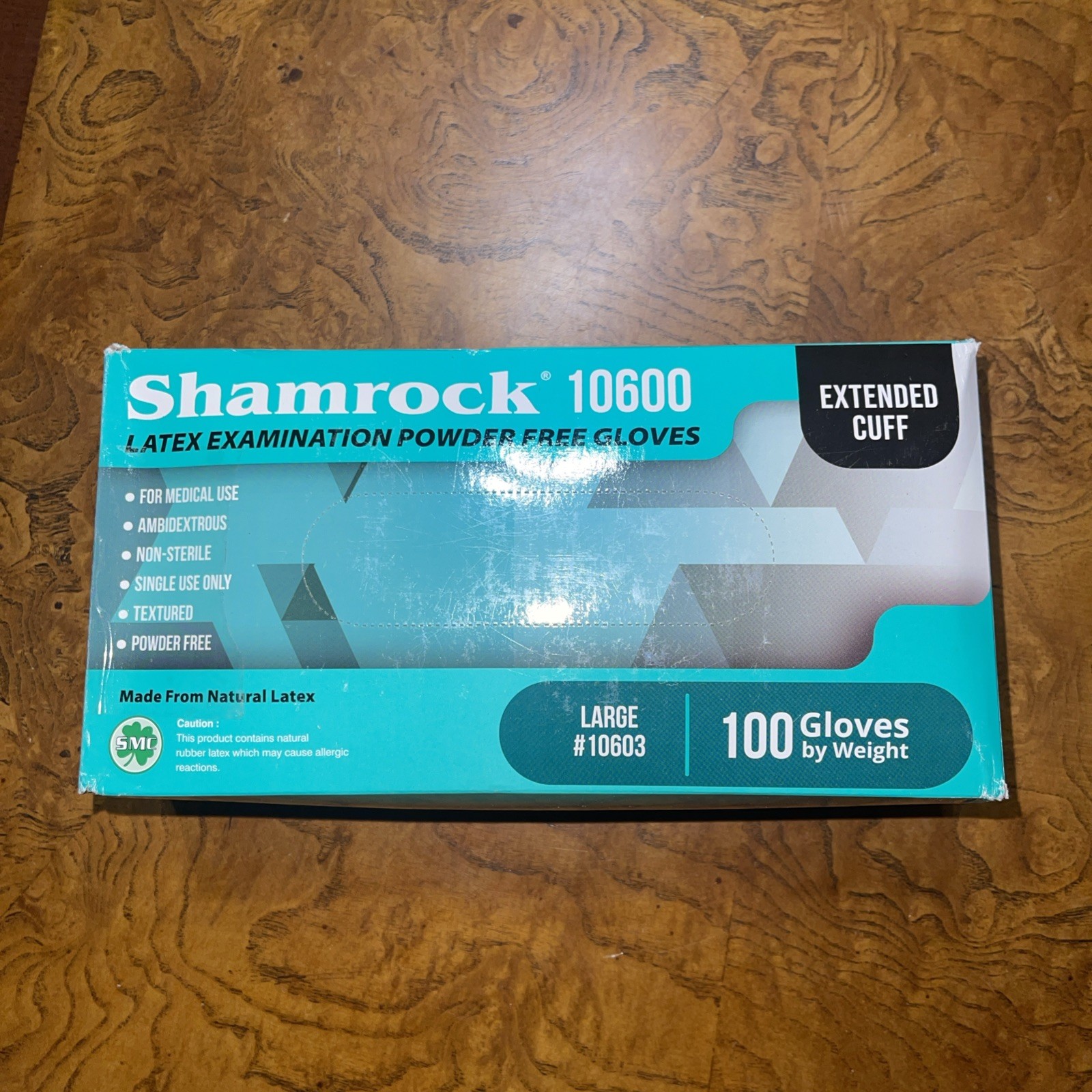Shamrock Medical Latex Gloves – Medium (100 Gloves/Box)