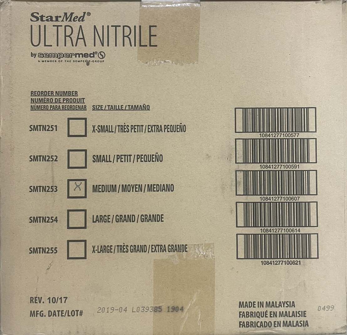 Sempermed Starmed Ultra Nitrile Exam Gloves Medium Case of 2500 Medical #SMTN253
